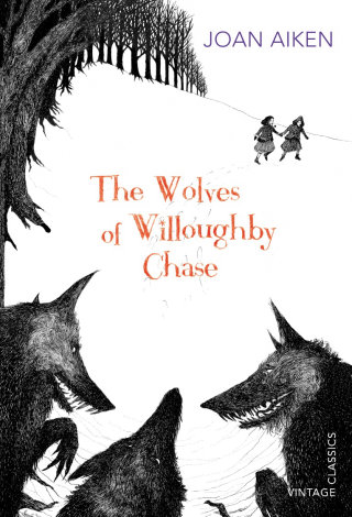Arte lineal de Los lobos de Willoughby Chase. 