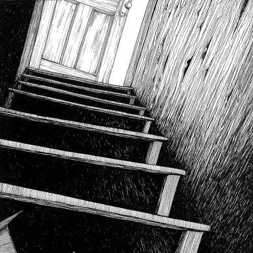 Stairs black & white drawing