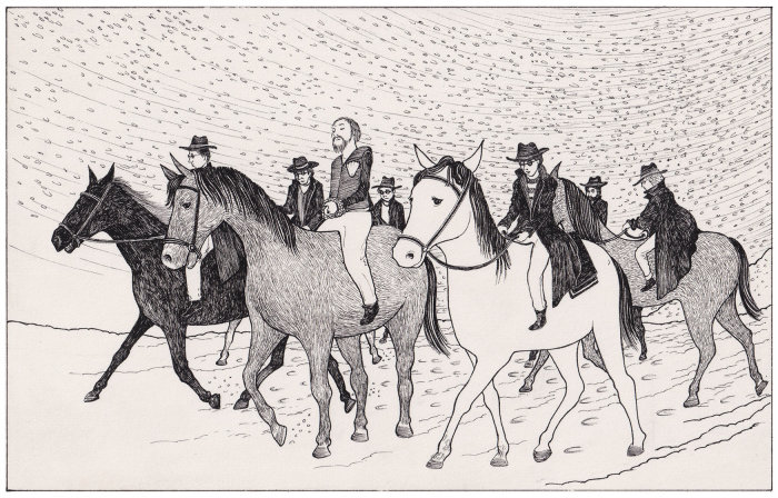 骑马的钢笔画插图