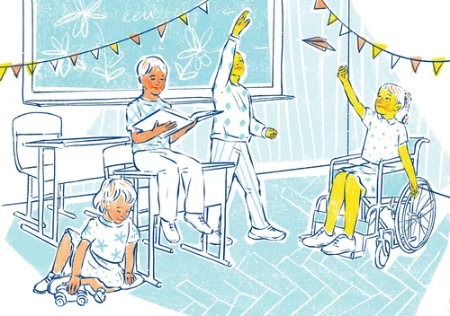 Roma Gavrila illustration of children learning in an inclusive classroom