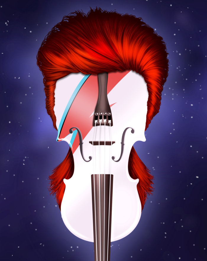 小提琴在人脸上的插图