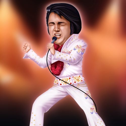 Cartoon illustration of Elvis Aaron Presley