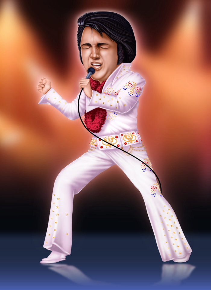 Cartoon illustration of Elvis Aaron Presley