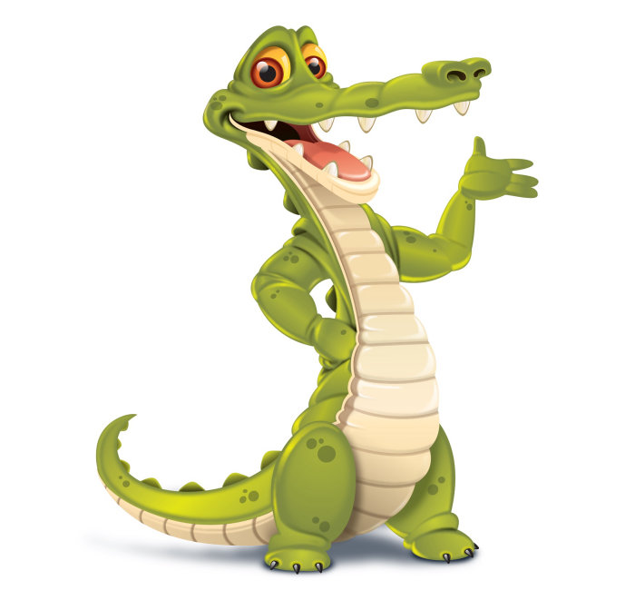 Arte de personagem de crocodilo sorridente