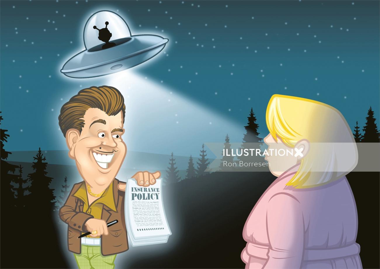 Illustration of  policy agent with UFO
