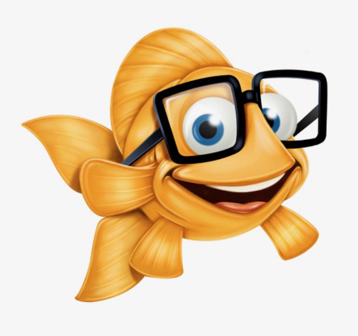 Design de personagens de peixes com óculos