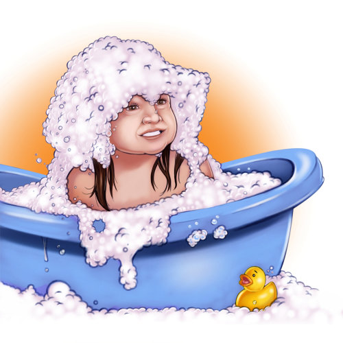 Character design of girl bubble bath
