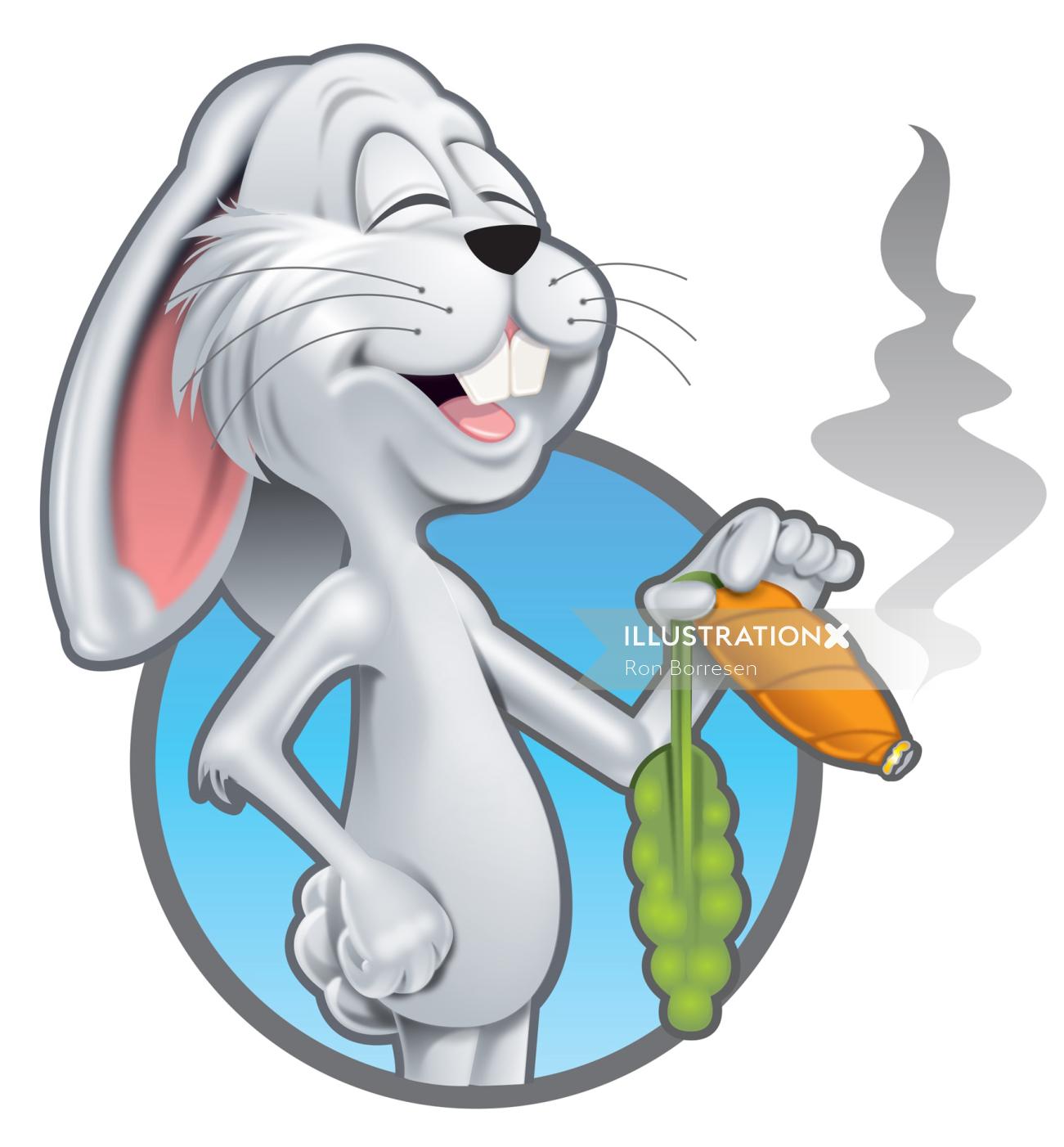 Character design of happy bunny
