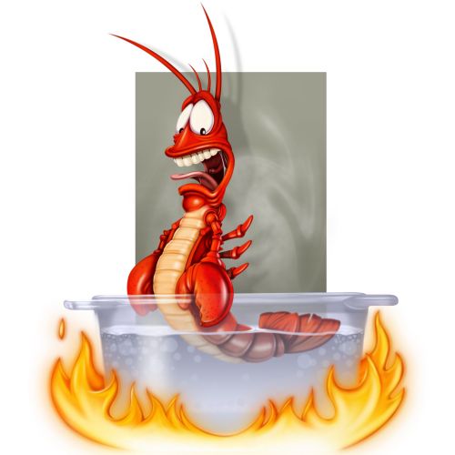 Computer generated shrimp in hot water
