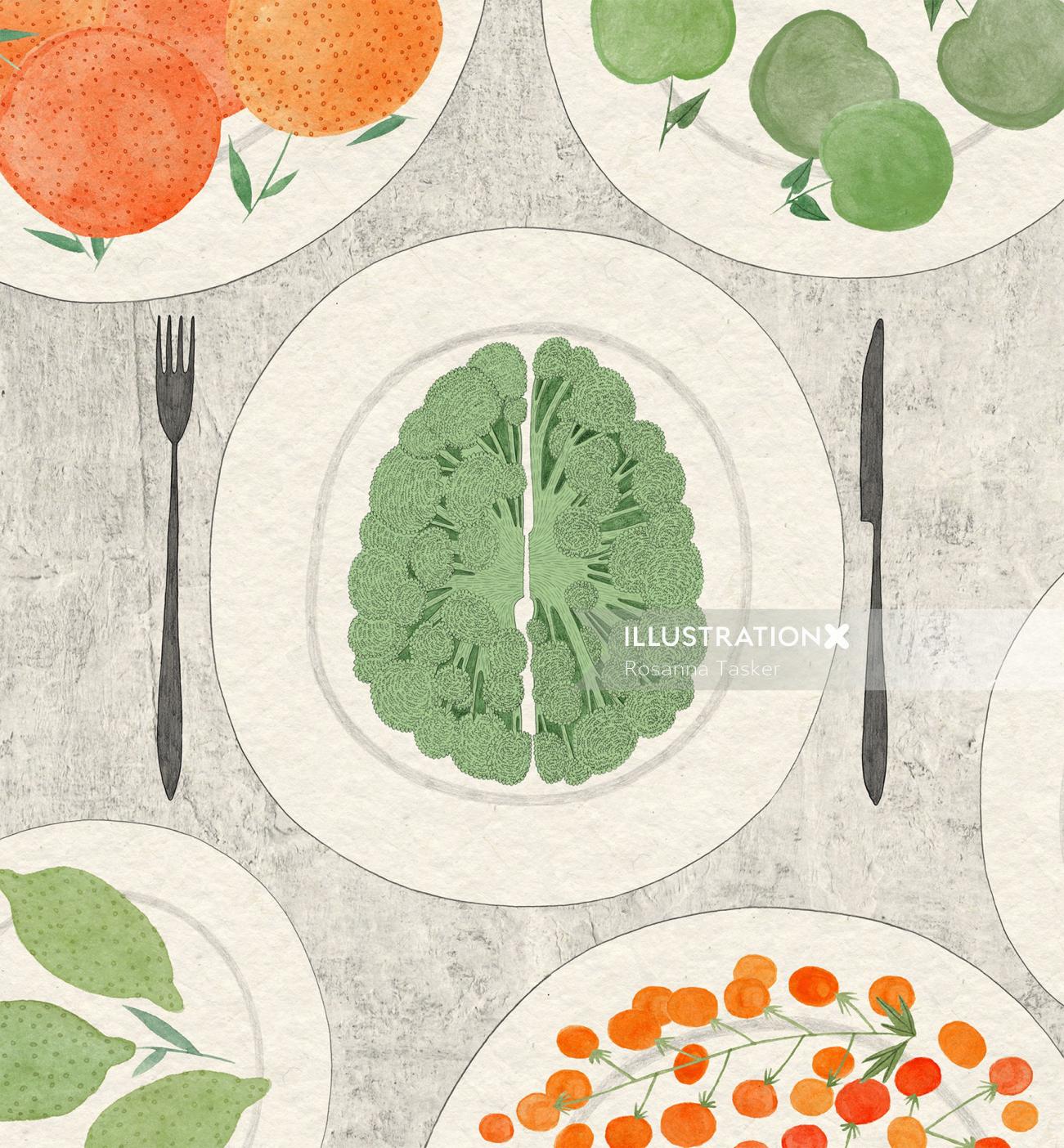 Food and Mental Health editorial illustration