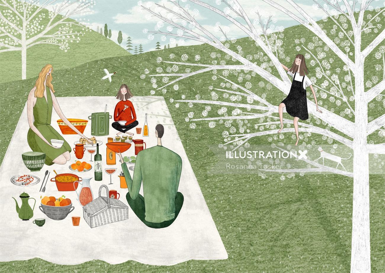 spring, summer, picnic, family, book, childrens book, child