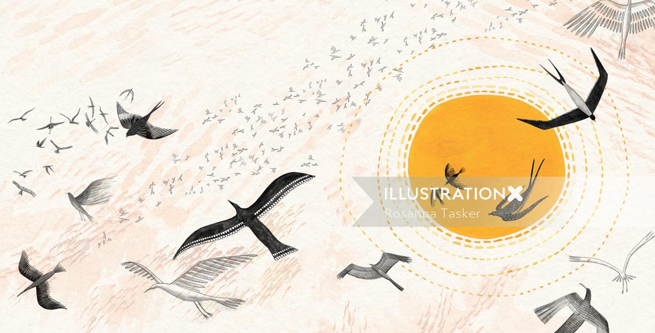 Birds painting by Rosanna Tasker