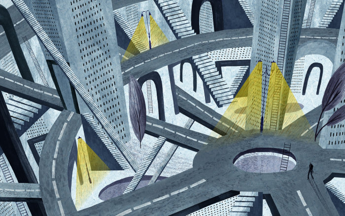 Abstract illustration of city and roads