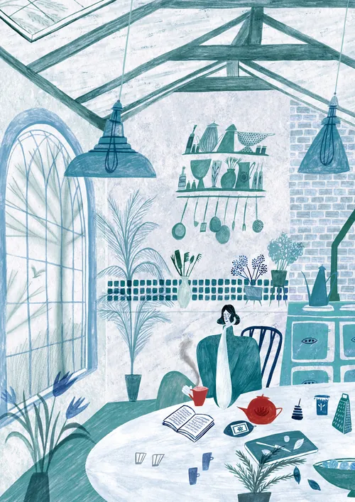 kitchen, tea, cooking, cook, winter, reading, book
