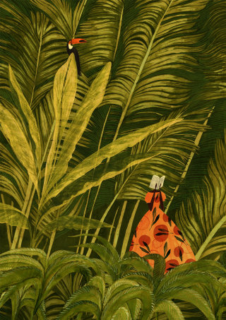2021年カレンダー用ジャングル植物の絵画
