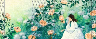 花咲く庭にいる女性 | Illustration by Rosanna Tasker