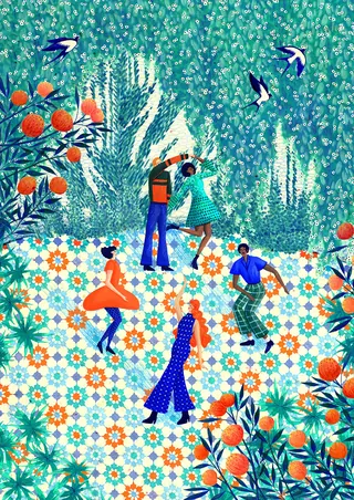 Colorful Garden Scene | Illustration by Rosanna Tasker