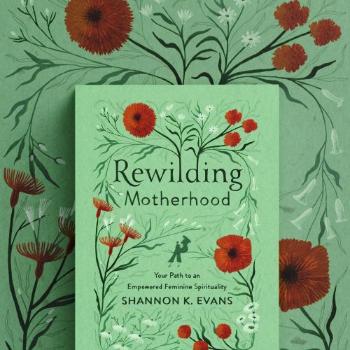 Rosanna Tasker botanical artwork surrounding the Rewilding Motherhood book cover