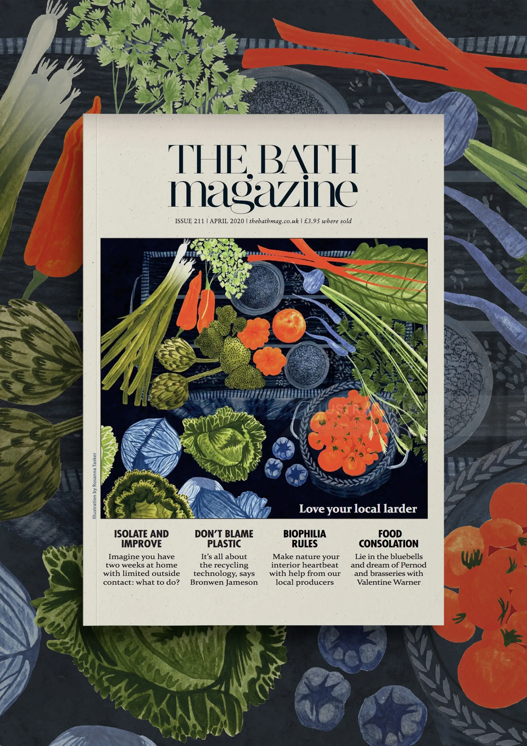 Rosanna Tasker botanical collage featuring a The Bath magazine cover