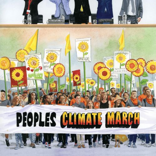 Retro poster design of people climate march