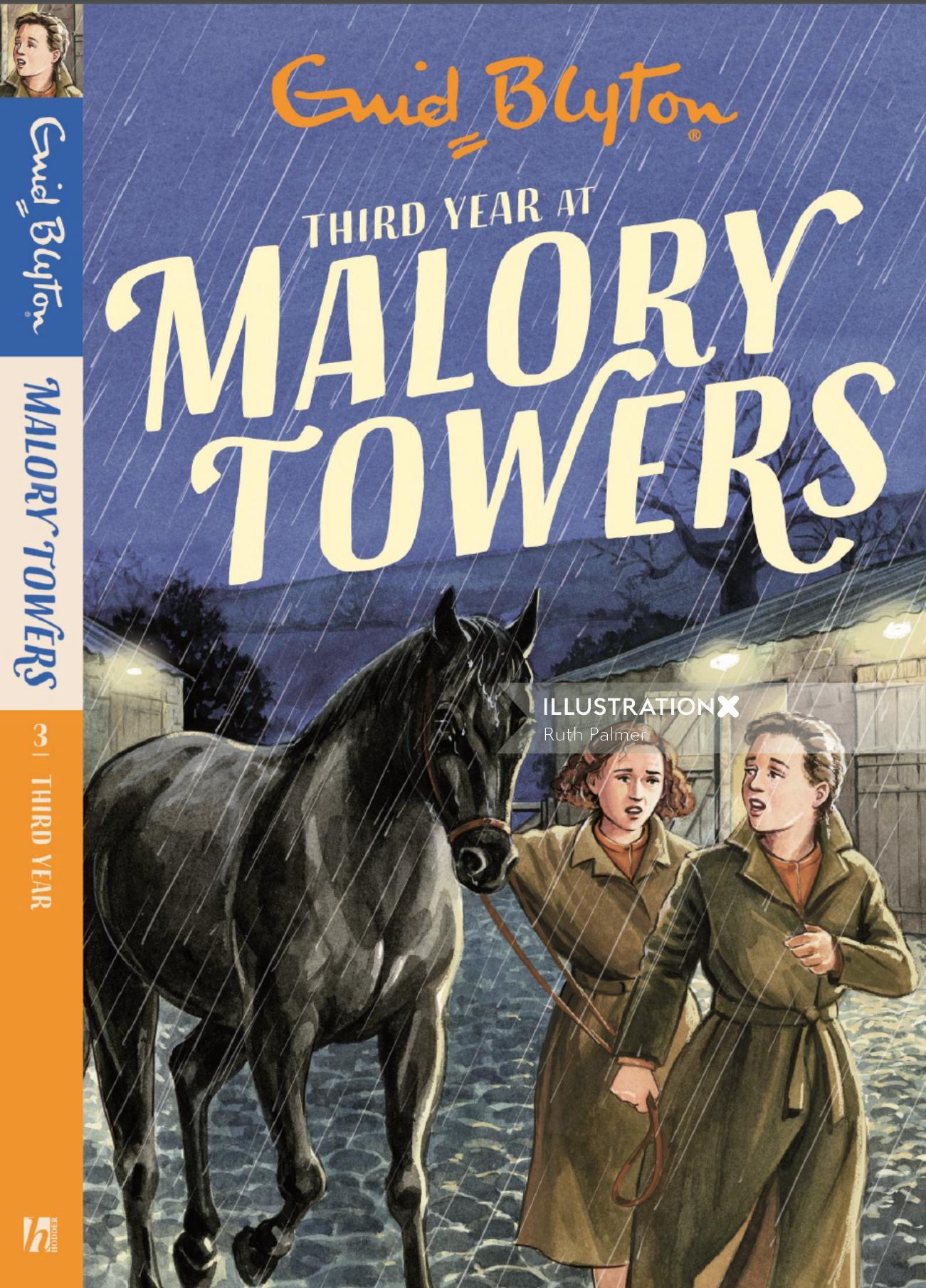 Terceiro ano na ilustração de capa de livro de malory torres