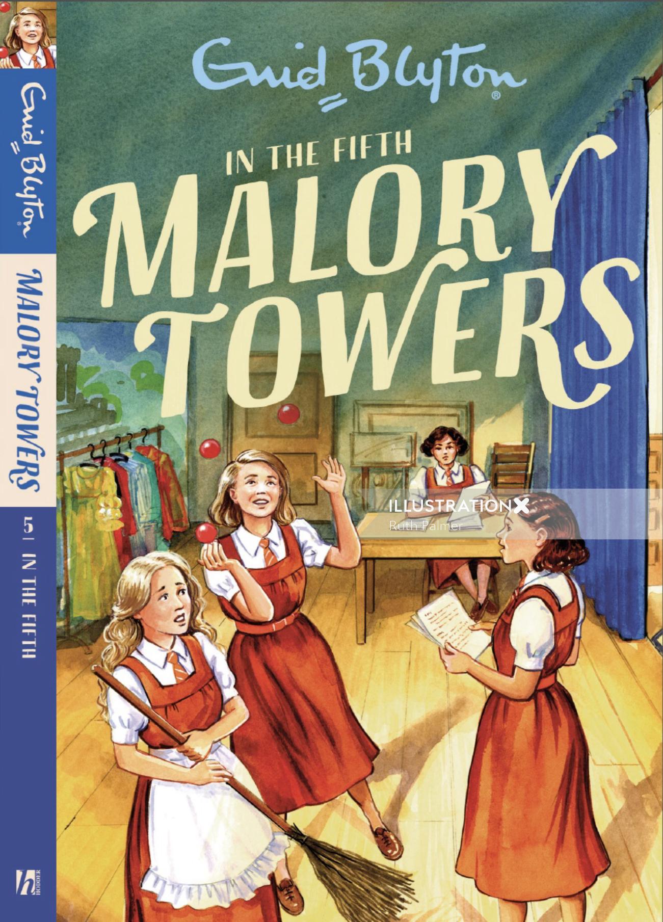 Na quinta na capa do livro de Malory Towers