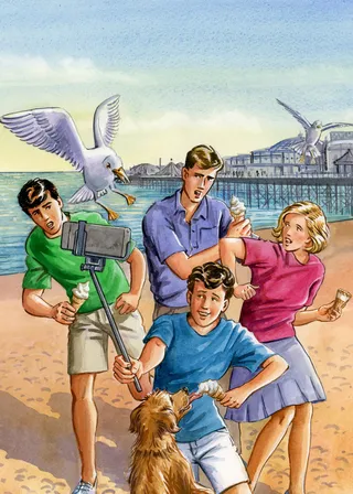 Illustration of The Famous Five take a selfie 