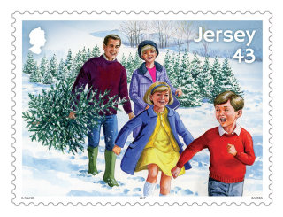 Un sello postal navideño tradicional.
