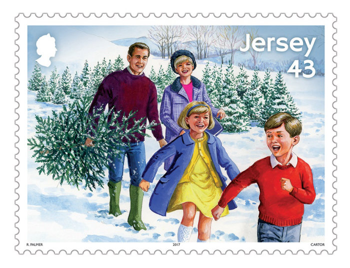 Un sello postal navideño tradicional