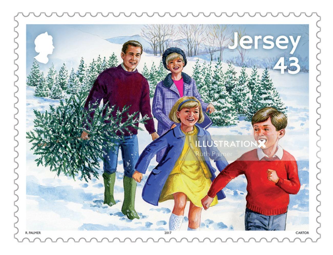 Um selo postal tradicional de Natal