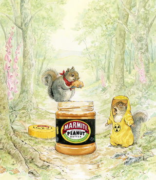 Illustration publicitaire du beurre de cacahuète Marmite