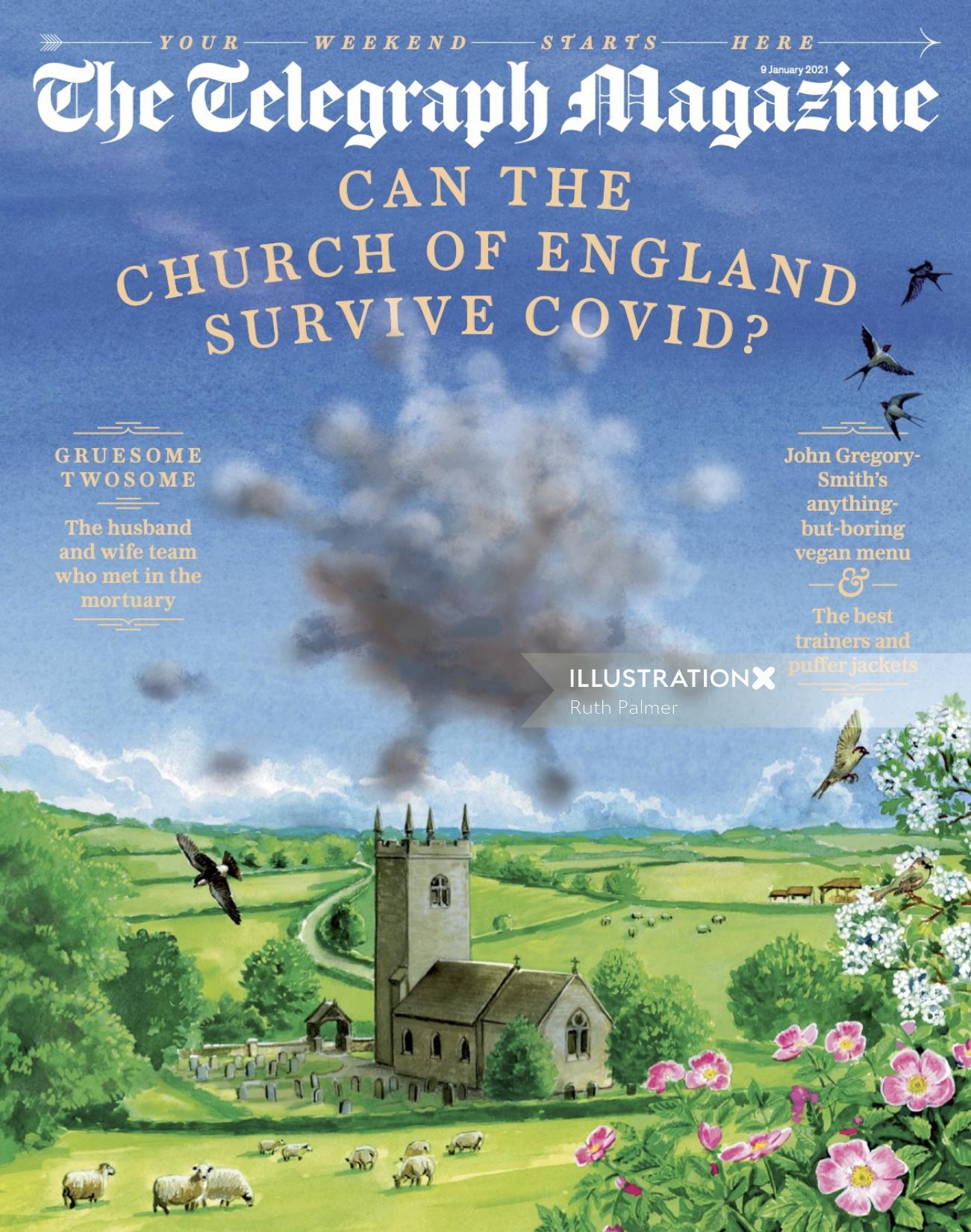 A capa da revista Telegraph sobre a Igreja pode sobreviver ao Covid