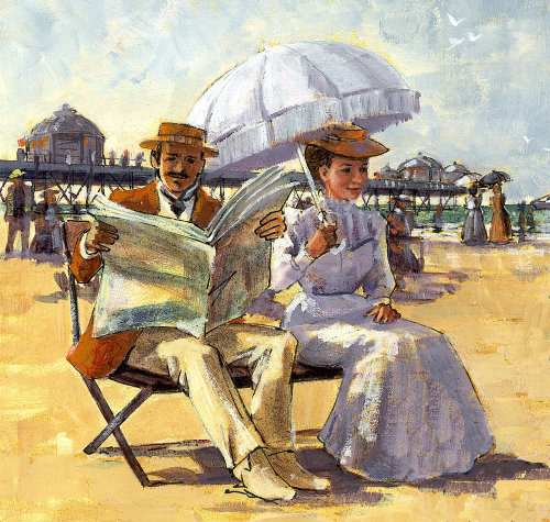 Oil Paint Illustration for Victorian seaside