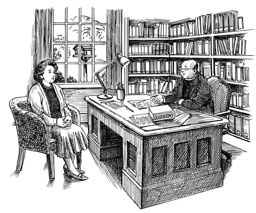 Frau und Mann in einer Bibliotheksbüro-Umgebung von Ruth Palmer
