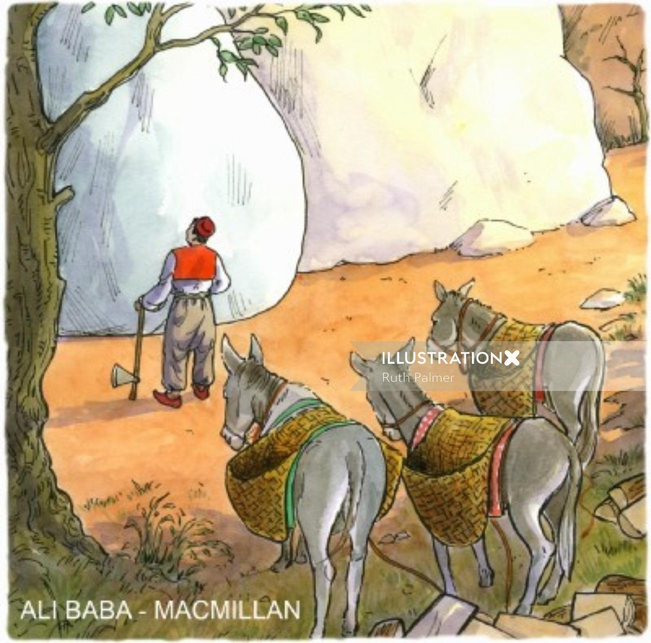 Ilustração interna do livro de Ali Baba