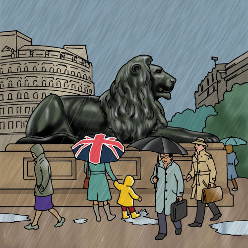 雄伟的狮子雕像坐在插图中露丝·帕尔默（Ruth Palmer）