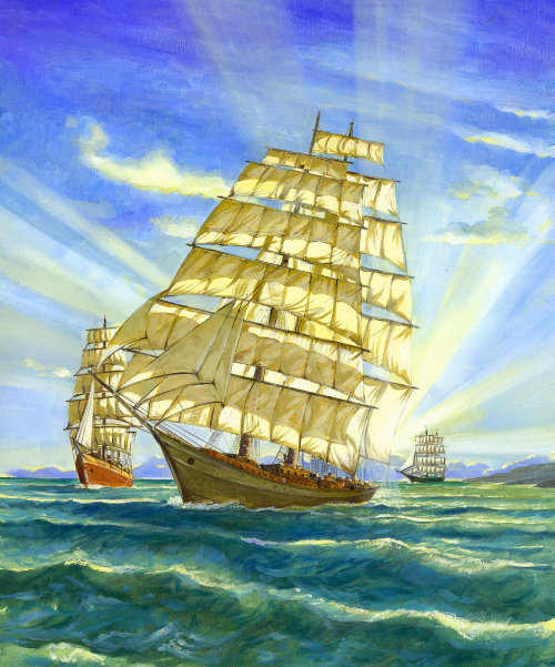 pencil artwork of old sailing ships