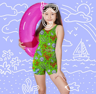 Swimsuit with an aquatic scale pattern