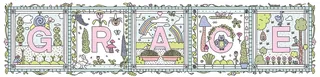 Illustrated nursery blocks spelling GRACE with floral and nature designs