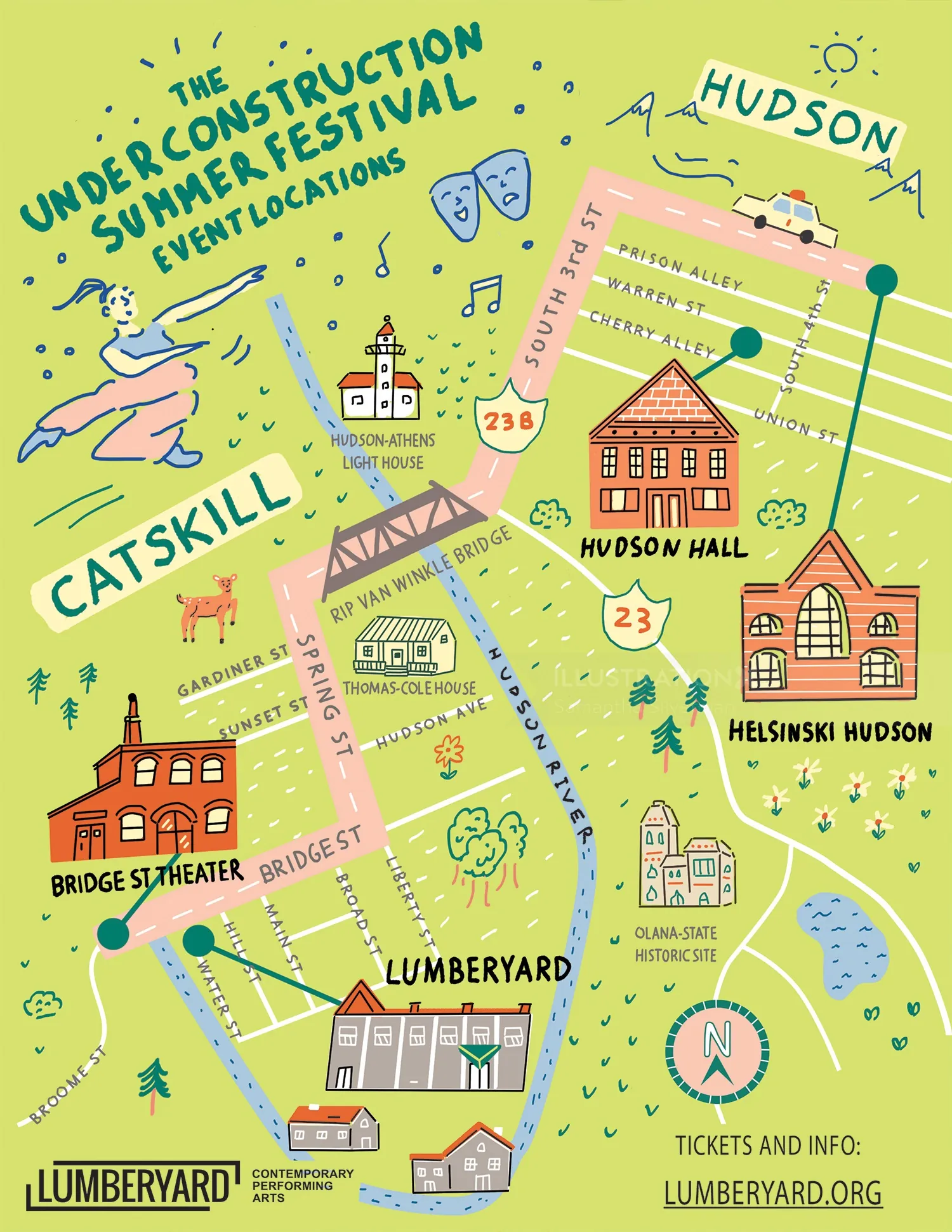 Illustrated map of UnderConstruction Summer Festival venues by Samantha Silverman