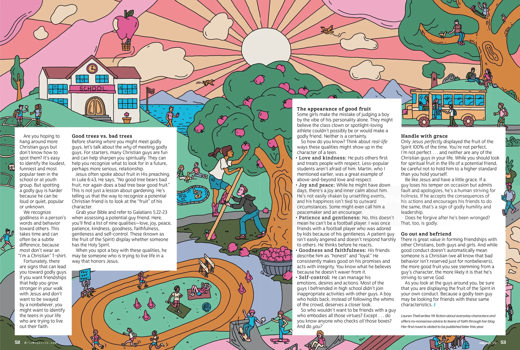 Illustration pour le magazine Cherche et trouve par Samantha Silverman avec des scènes extérieures colorées