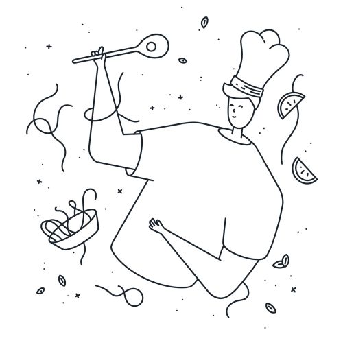 Line art of a chef