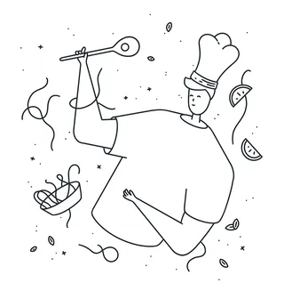 Line art of a chef