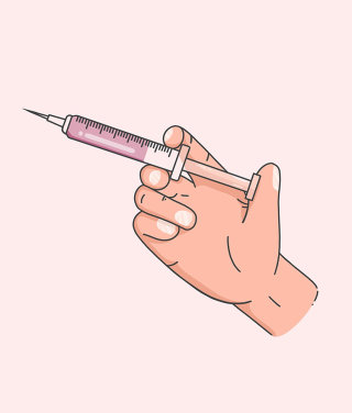 Inyección médica en la mano