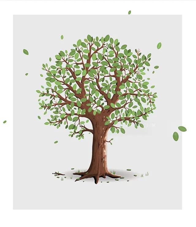 Illustration of a tree with green leaves by Samy Löwe