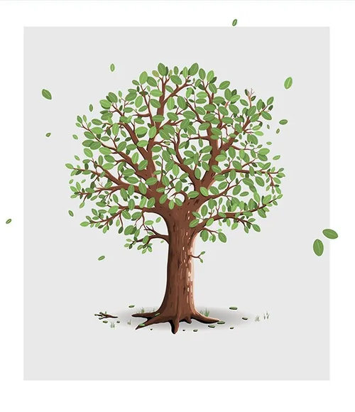 Illustration of a tree with green leaves by Samy Löwe