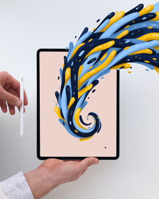 Patrón de diseño gráfico desde una tableta.