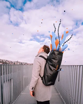 People man walking with bag