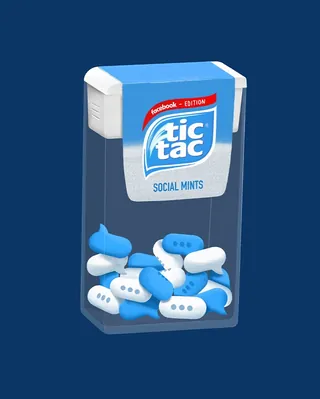 Tic Tac Social Mints container with blue and white mints by Samy Löwe