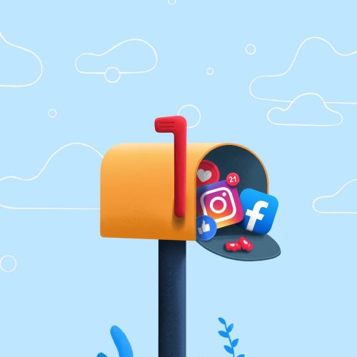 Graphic social media icons in post box